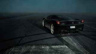 Black sports car night fog 2 - the dark night time free wallpaper