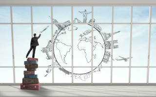 Man luggage window plane illustration 2 - illustration free wallpaper for desktop