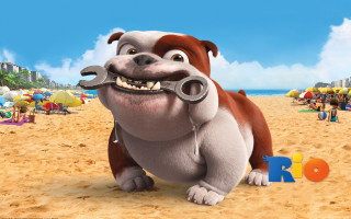 Cartoon dog scissors beach people - a cartoon dog free wallpaper