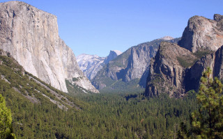 Mountain range valley forest lake - ansel adams free wallpaper for desktop