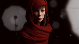 Woman red hood scarf portrait - perfect free wallpaper