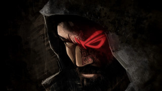 Hooded man red glowing eye - a hood free wallpaper for desktop
