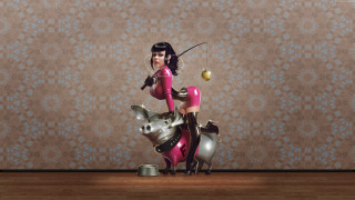 Pink woman pig sword food - a pig free wallpaper