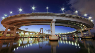 Bridge night city lights sky - a bridge in the middle free wallpaper for desktop