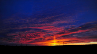 Sunset red blue clouds telephone - crepuscular free wallpaper