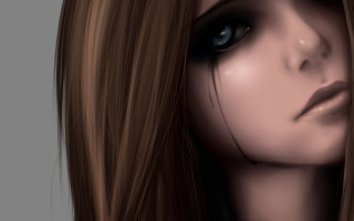 Gothic woman blue eyes black - a digital painting of a woman free wallpaper