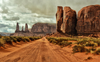Desert dirt road rocks grass - rock and grass free wallpaper for desktop
