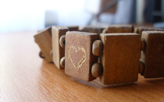 Wooden block heart table background - assemblage free wallpaper