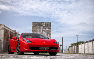 Red sports car building clouds 2 - a building free wallpaper for desktop
