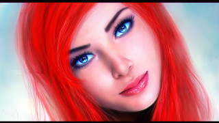 Red hair blue eyes makeup - shaded free wallpaper for desktop