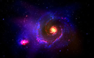 Spiral galaxy red blue center - blue center free wallpaper for desktop