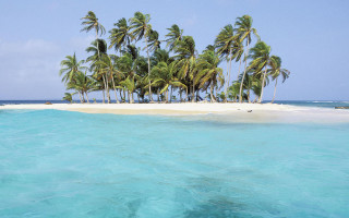 Small island palm trees beach - a small island free wallpaper