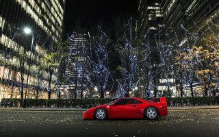 Red sports car night cityscape 2 - outrun free wallpaper for desktop