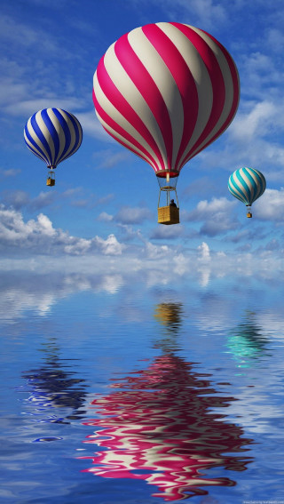 Hot air balloons water sky - hot free wallpaper for mobile