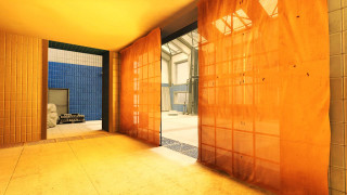 Sunset room blue tiles orange - global illumination free wallpaper for desktop