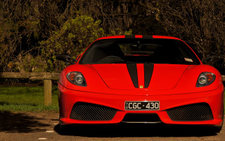 Red sports car wooden fence 2 - in the foreground free wallpaper for desktop