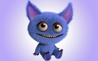 Blue furry animal big eyes - big eye and a smile free wallpaper