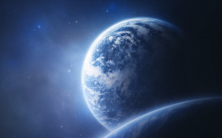 Blue planet star space aurora - the planet free wallpaper