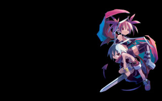 Demon girl pink hair wings - the dark free wallpaper for desktop