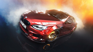 Red car hood smoke city - beeple free wallpaper