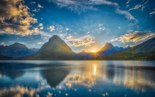 Mountain lake sunset clouds portrait - a few mountain free wallpaper for desktop
