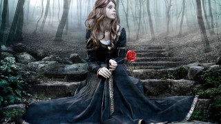 Gothic fantasy forest rose woman - a rose free wallpaper