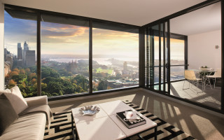 Living room city ocean highrise - high free wallpaper