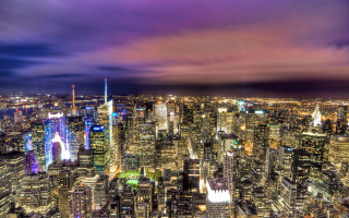 Cityscape tower bridge night purple - a purple sky in the background free wallpaper for desktop