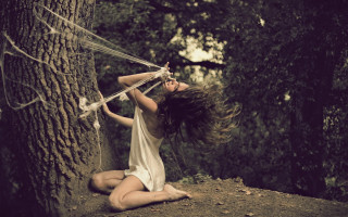 Woman white dress spider web - brooke shaden free wallpaper