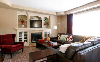 Living room couch fireplace window 2 - a living room free wallpaper