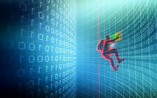 Man climbing wall numbers red - professional digital art free wallpaper