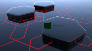 Keyboard red light windows10 logo - isometric view free wallpaper