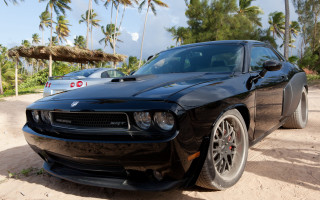 Black car sand palm beach - rasquache free wallpaper