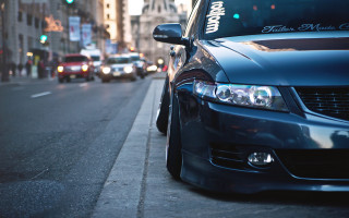 Car street traffic light building - clean line free wallpaper