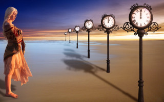 Woman beach clocks moon magical - a beach free wallpaper for desktop