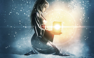 Woman lantern snow night kimono - a light shining free wallpaper for desktop