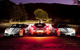 White sports cars night parking - intimidating free wallpaper