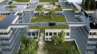 Futuristic green roof pond modular - modular free wallpaper
