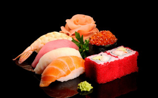Black background sushi rose red - lostfish free wallpaper for desktop