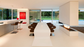 Modern dining room fireplace long - david chipperfield free wallpaper