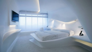 Bedroom window tv bed 3d - ambient lighting free wallpaper