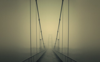 Bridge foggy sky person walking - david begbie free wallpaper