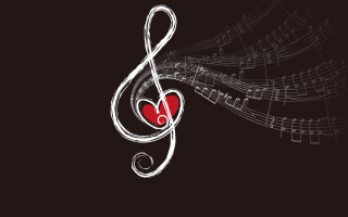 Musical note heart background red - funk art free wallpaper
