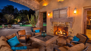 Living room fireplace patio furniture - warm free wallpaper