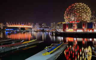 Vancouver bridge cityscape night reflection - the building free wallpaper