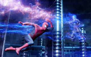 Spiderman lightning blueflame cityscape galaxy - the air in front free wallpaper