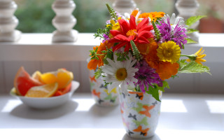 Vase flowers bowl fruit summer - a vase of flowers free wallpaper