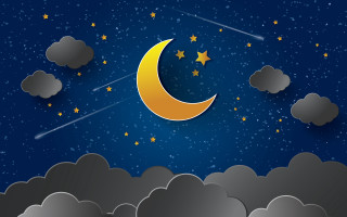 Night sky stars crescent moon 2 - nighttime free wallpaper