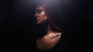 Woman shoulder tattoo bird light - her shoulder and a bird free wallpaper