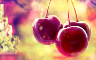 Three cherries window sill sunset - summer vibrancy free wallpaper